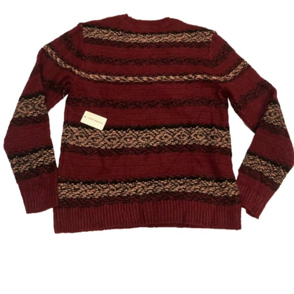 Lucky Brand Men's Cabernet Fair Isle Jacquard Wool Crew Neck Sweater Size L - Picture 4 of 7